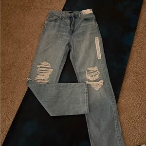 Uniqlo Light Blue Straight High Rise Jeans 26*32in